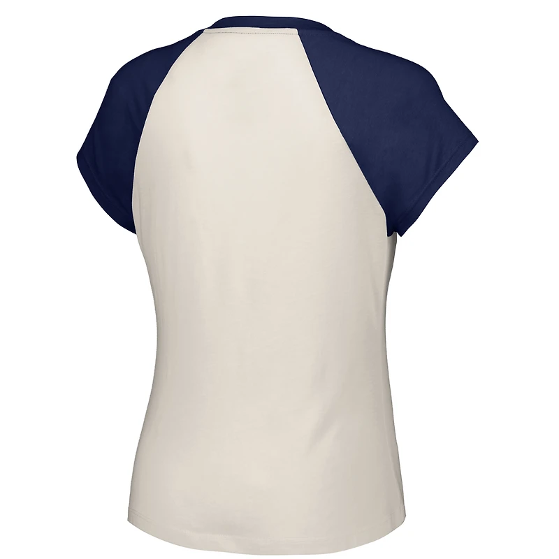 Women's Lusso  White New York Yankees Nikki Raglan T-Shirt