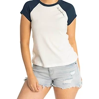 Women's Lusso  White New York Yankees Nikki Raglan T-Shirt