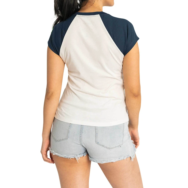 Women's Lusso White New York Yankees Nikki Raglan T-Shirt