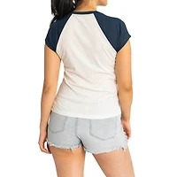 Women's Lusso  White New York Yankees Nikki Raglan T-Shirt