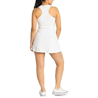 Robe blanche Lusso New York Yankees Tess Cheetah à col en V et dos nageur pour femme