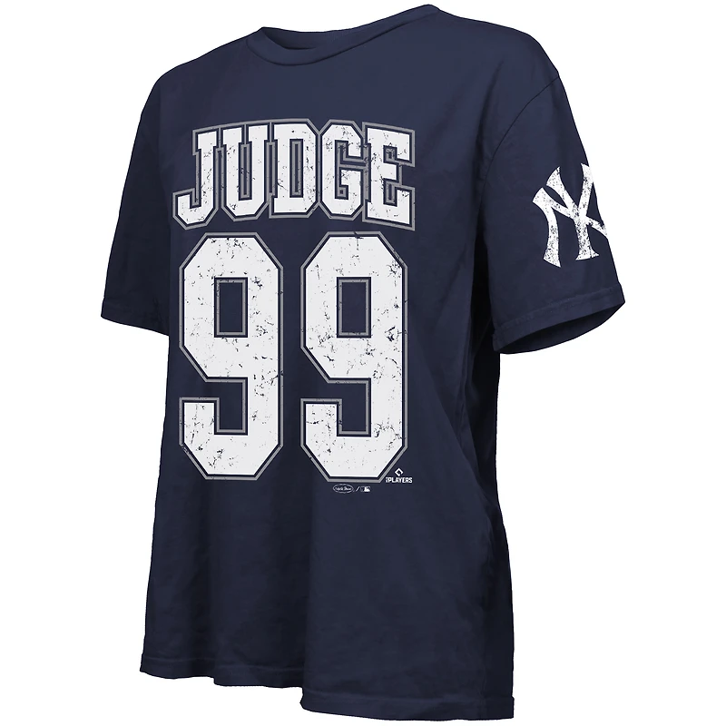 T-shirt surdimensionné pour femme Aaron Judge bleu marine des Yankees de New York, avec nom et numéro