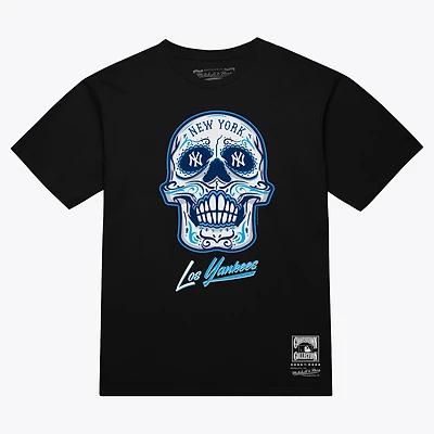 Women's Mitchell & Ness Black New York Yankees Sugar Skull Boxy T-Shirt