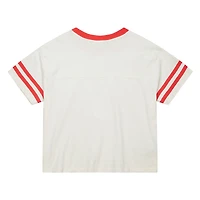 T-shirt court à empiècement crème Mitchell & Ness pour femme, collection Cooperstown, des Yankees de New York