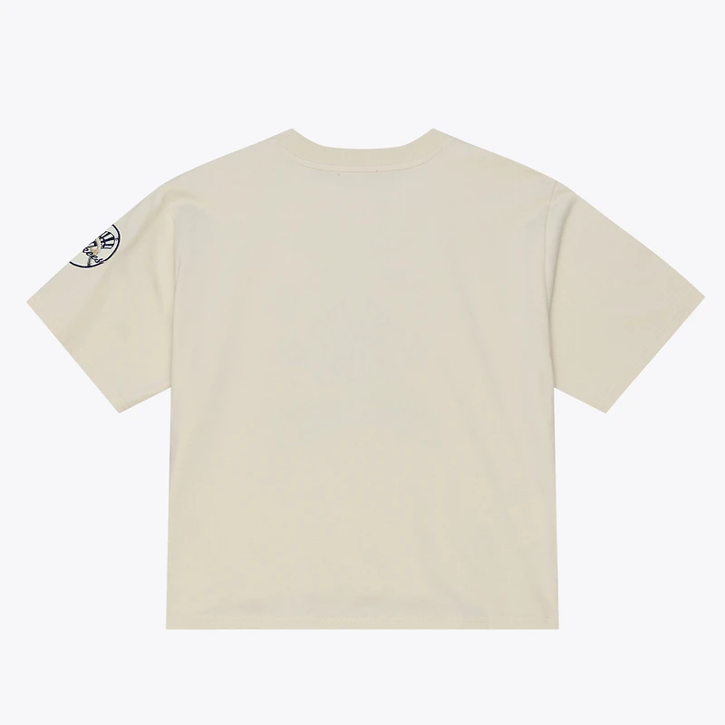 Women's Mitchell & Ness  Cream New York Yankees Cooperstown Yacht Rock Boxy Cropped T-Shirt