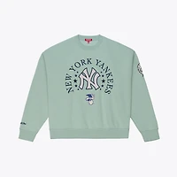 Sweat-shirt Mitchell & Ness vert New York Yankees Yacht Rock pour femme