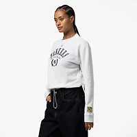 Women's Mitchell & Ness Heather Gray New York Yankees Cropped Toggle Pullover Sweatshirt