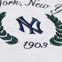 Women's Mitchell & Ness Heather Gray New York Yankees Cropped Toggle Pullover Sweatshirt