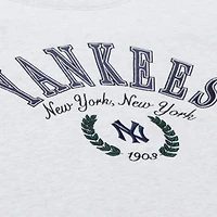 Women's Mitchell & Ness Heather Gray New York Yankees Cropped Toggle Pullover Sweatshirt