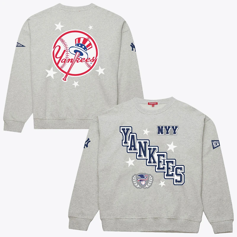 Women's Mitchell & Ness Heather Gray New York Yankees Pep Rally Sweatshirt