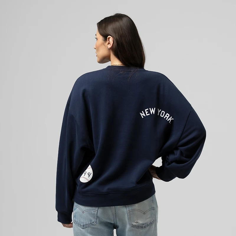 Sweat-shirt ras du cou bleu marine Mitchell & Ness pour femme, collection Cooperstown, New York Yankees