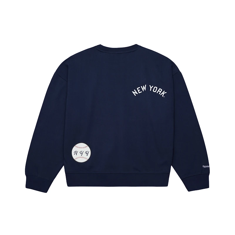 Sweat-shirt ras du cou bleu marine Mitchell & Ness pour femme, collection Cooperstown, New York Yankees