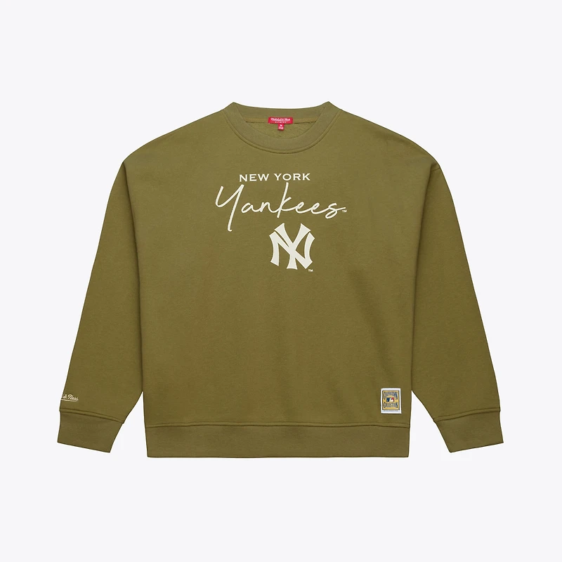 Women's Mitchell & Ness  Olive New York Yankees Cooperstown Collection Fleece Sweatshirt