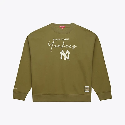 Women's Mitchell & Ness  Olive New York Yankees Cooperstown Collection Fleece Sweatshirt