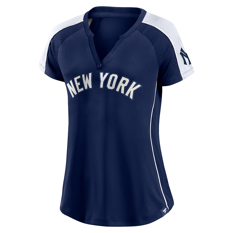 Women's Navy/White New York Yankees True Classic League Diva Pinstripe Raglan V-Neck T-Shirt