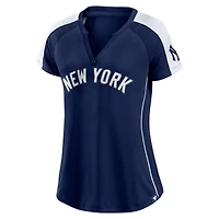 Women's Navy/White New York Yankees True Classic League Diva Pinstripe Raglan V-Neck T-Shirt