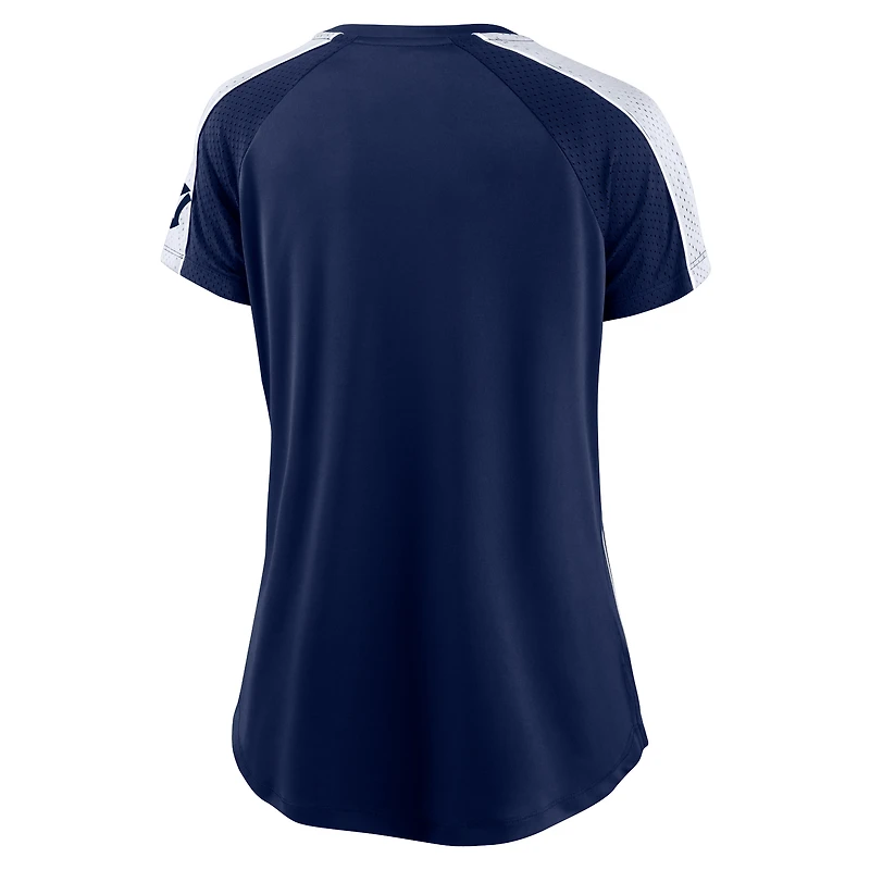 Women's Navy/White New York Yankees True Classic League Diva Pinstripe Raglan V-Neck T-Shirt