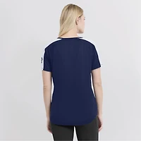 Women's Navy/White New York Yankees True Classic League Diva Pinstripe Raglan V-Neck T-Shirt