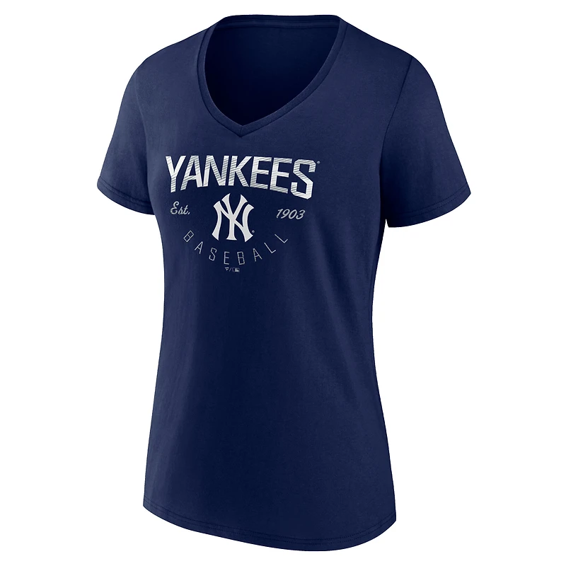 Women's Navy New York Yankees Live For It V-Neck T-Shirt