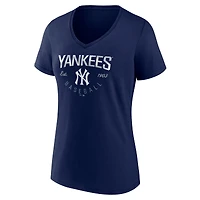 Women's Navy New York Yankees Live For It V-Neck T-Shirt