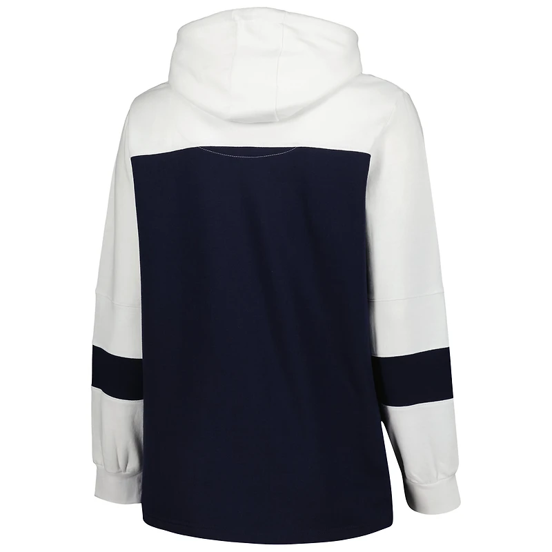 Sweat à capuche bleu marine New York Yankees grande taille avec blocs de couleurs pour femme