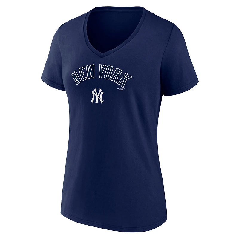 Women's Navy New York Yankees Team Lockup V-Neck T-Shirt