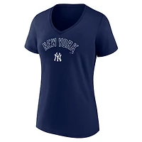 Women's Navy New York Yankees Team Lockup V-Neck T-Shirt