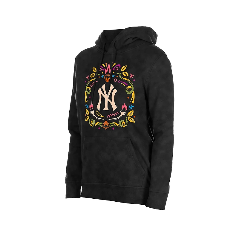 Women's New Era Black York Yankees Día de Muertos Mineral Wash Hoodie Sweatshirt