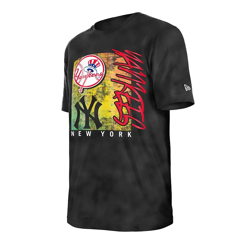 T-shirt oversize Sport Classics Enzyme Wash noir New Era pour femme des Yankees de York