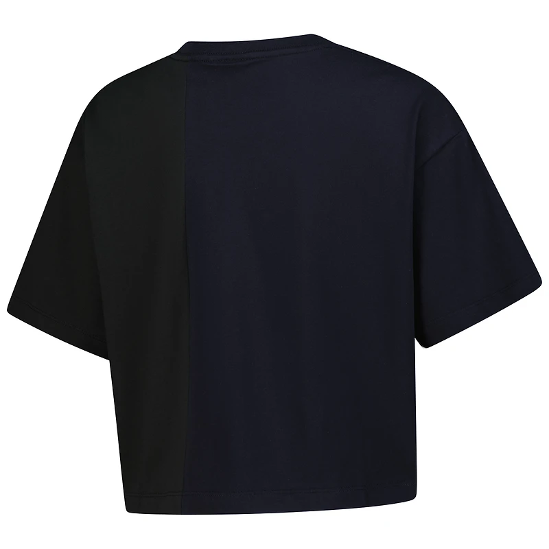 T-shirt court New Era noir pour femme, style carré, à blocs de couleurs recyclés, York Yankees