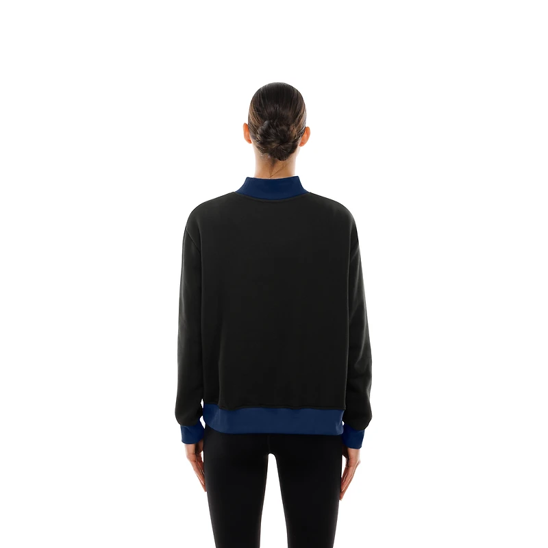 Women's New Era  Black York Yankees Upcycled Fleece Mock Neck Sweatshirt