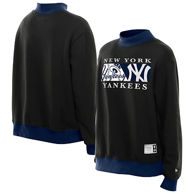 Women's New Era  Black York Yankees Upcycled Fleece Mock Neck Sweatshirt