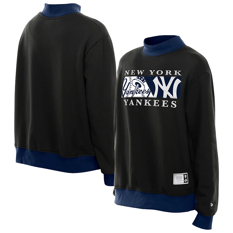 Women's New Era Black York Yankees Upcycled Fleece Mock Neck Sweatshirt