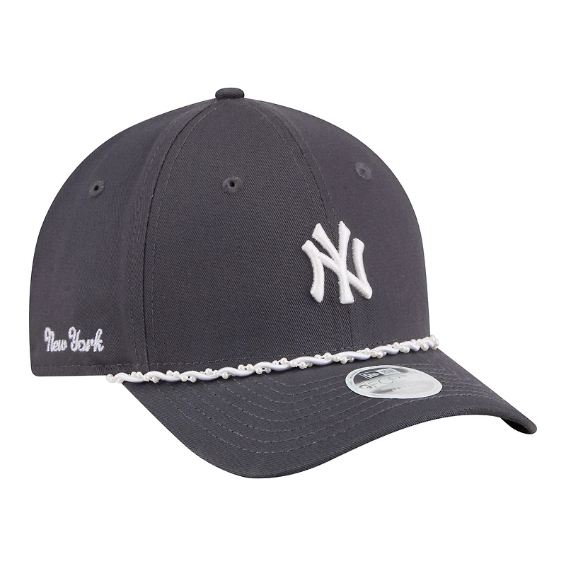 Women's New Era Charcoal New York Yankees Pearl Rope 9FORTY M-Crown Adjustable Hat