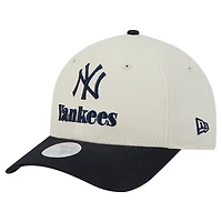 Casquette ajustable New Era crème/marine New York Yankees Primary 9FORTY M-Crown pour femme