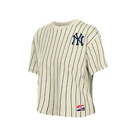 Women's New Era  Cream York Yankees Throwback Boxy T-Shirt