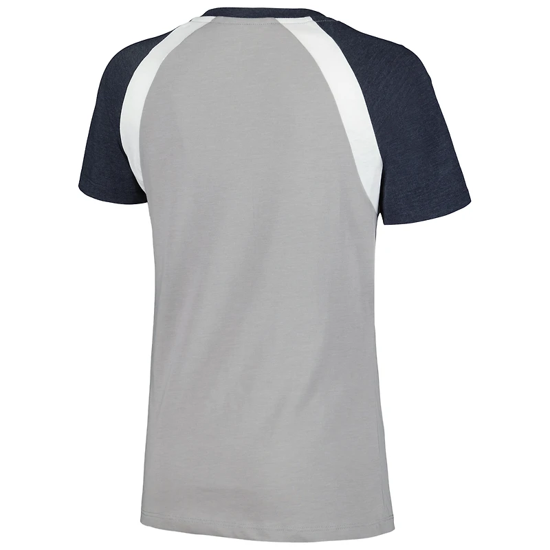 T-shirt gris chiné à col en V New Era York Yankees pour femme
