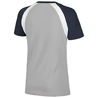 T-shirt gris chiné à col en V New Era York Yankees pour femme