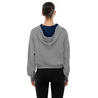 Sweat à capuche court bandes et fermeture éclair quart de tour New Era gris chiné York Yankees pour femme