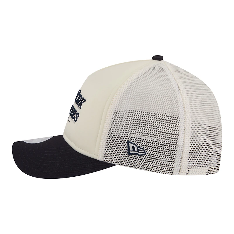 Women's New Era Light Beige/Navy New York Yankees Retro 9FORTY M-Crown A-Frame Trucker Adjustable Hat