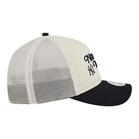 Casquette trucker ajustable New Era pour femme, beige clair/marine, New York Yankees Retro 9FORTY M-Crown A-Frame