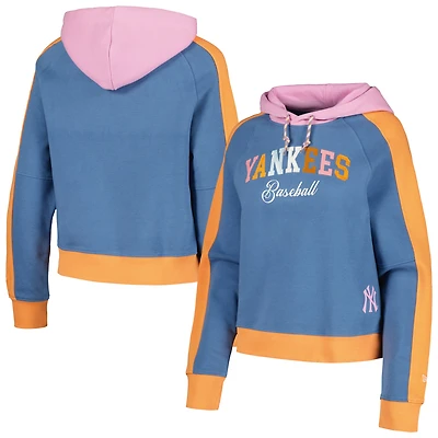 Sweat à capuche New Era bleu clair York Yankees Fashion Color Pop pour femme