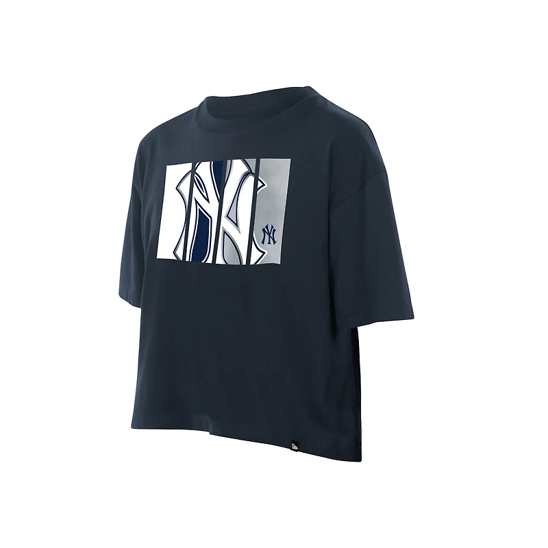 Women's New Era Navy York Yankees Boxy Foil Logo T-Shirt