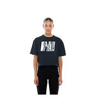 Women's New Era Navy York Yankees Boxy Foil Logo T-Shirt