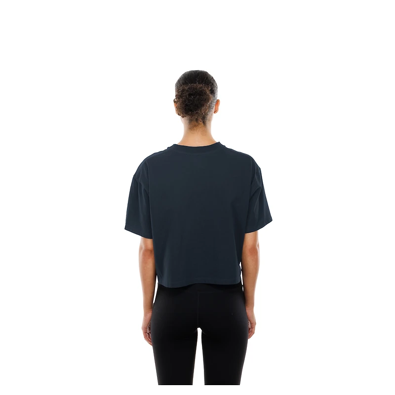 Women's New Era Navy York Yankees Boxy Foil Logo T-Shirt