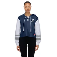 Women's New Era  Navy York Yankees Boxy Lace-Up Hoodie