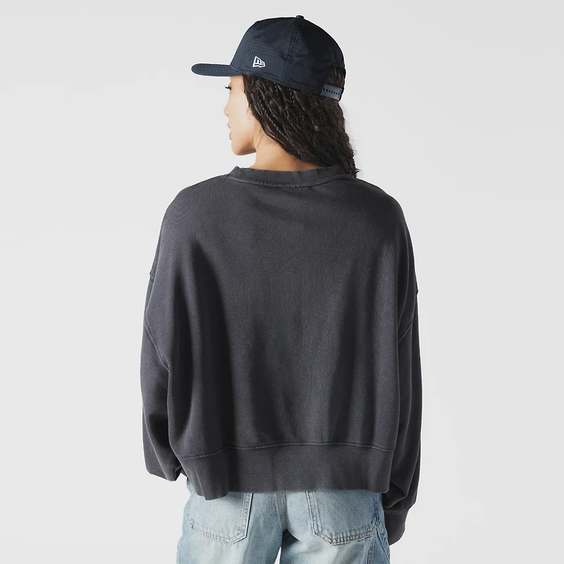 Sweat-shirt court à manches dolmen New Era bleu marine York Yankees Boxy Mineral Wash pour femme