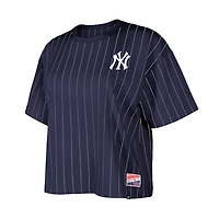 Women's New Era Navy York Yankees Boxy Pinstripe T-Shirt