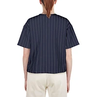 Women's New Era Navy York Yankees Boxy Pinstripe T-Shirt
