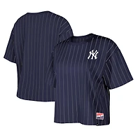 Women's New Era Navy York Yankees Boxy Pinstripe T-Shirt